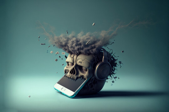 Smartphone addiction concept, generative ai