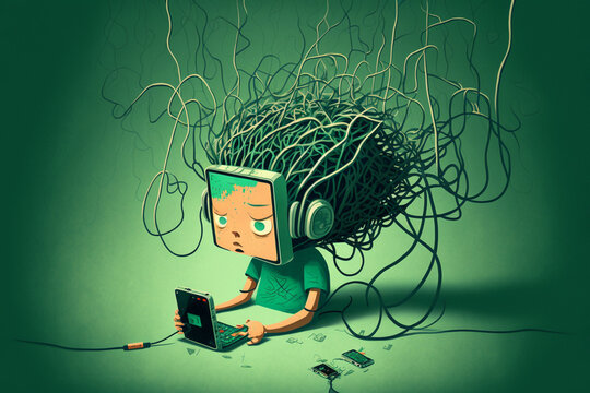 Smartphone addiction concept, generative ai