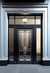 Entrance door luxury of business office building, Hotel lobby, apartment, Generative AI Technology