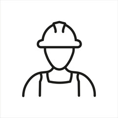 builder, worker in hardhat icon, vector, illustration, symbol on white background
