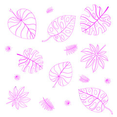 Leaf seamless pattern, multiple colors and background