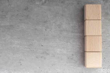 wooden blocks,on a brown background, Group of blank wooden blocks, cubes copy space for business text background such as idea, goal, plan concept