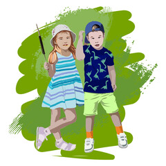 A boy and a girl are friends. An illustration with a character. - 562029327
