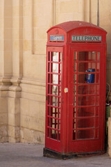 A British style iconic red telephone box - Valletta, Malta