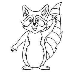 Illustration of raccoon cartoon wave hands