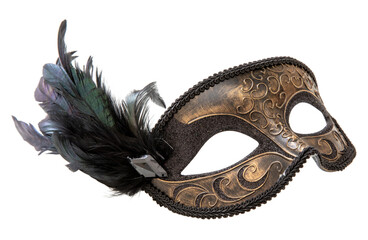 Fototapeta Venetian carnival mask with feathers isolated Transparent background, PNG. obraz