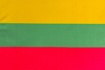 national flag of Lithuania on a fabric basis close-up