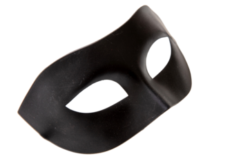 Venetian carnival mask black color isolated Transparent background, PNG.