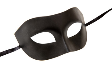 Venetian carnival mask black color isolated Transparent background, PNG.