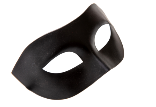 Venetian carnival mask black color isolated Transparent background, PNG.