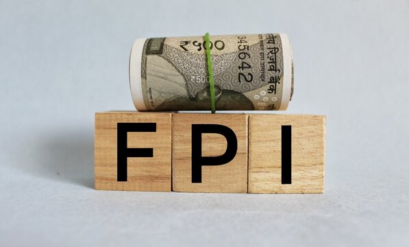 Concept of FPI or foreign portfolio investment on white background. 