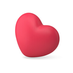 Red matt heart passion holiday surprise wedding anniversary romantic decor design 3d icon vector