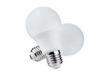 Set of Energy saving LED light bulb E27 on white background. Full Depth of field. Focus stacking....