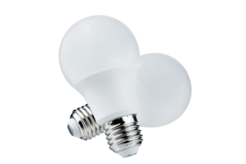Set of Energy saving LED light bulb E27 on white background. Full Depth of field. Focus stacking. Png