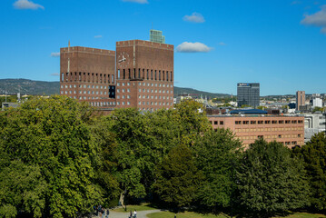 ノルウェーの首都オスロ市庁舎の美しい風景