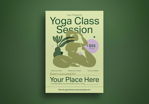 Sage Boho Yoga Class Flyer Layout