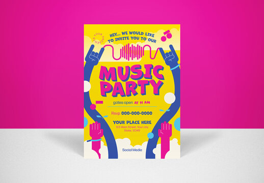 Yellow Modern Music Party Invitation