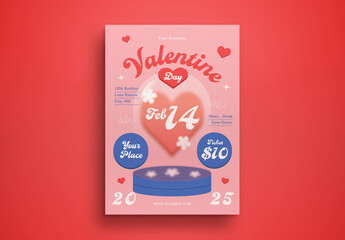 Pink Flat Design Valentine Day Flyer Layout