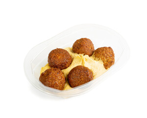 Falafel Balls Isolated, Fried Chickpea Balls, Traditional Arabic Street Food, Falafel on White Background
