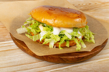 Pambazos Sandwich, Traditional Gordita, Mexican Torta Bread with Potatoes, Greens, Spicy South American Food