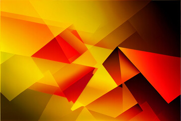 Yellow orange abstract background for design. Geometric shapes. Triangles, squares, stripes, lines. Color gradient. Modern, futuristic. Light dark shades. Web banner - generative ai