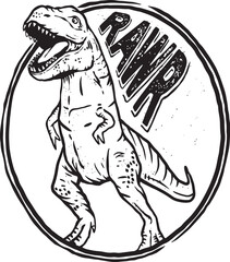 dinosaur t-rex rawr logo illustration © Riza