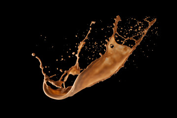 splash of brownish hot chocolate or cacao isolated on white background.