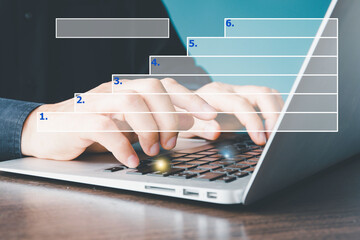 Plan Coworking Space Mind Mapping on virtual screen, report and present work. Concept  stepped  Mindmap..