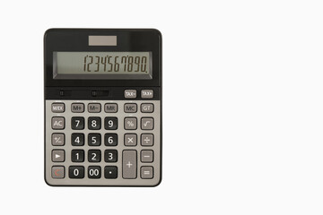 Calculator isolated on white background, top view