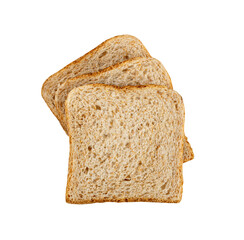 Whole Grain Healthy Sandwich Bread Square Slices Isolated, Supermarket Bread for Toasts, Soft Pieces