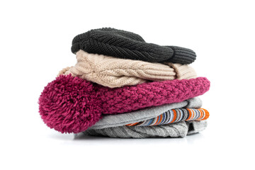 Winter Hat Isolated, Knitted Cap, Beige Winter Hat on White Background