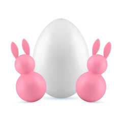 Easter rabbit tiny tumbler white chicken egg for holiday celebration 3d icon realistic vector