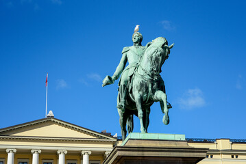 Obraz premium ノルウェーの首都オスロにある美しい王宮の風景