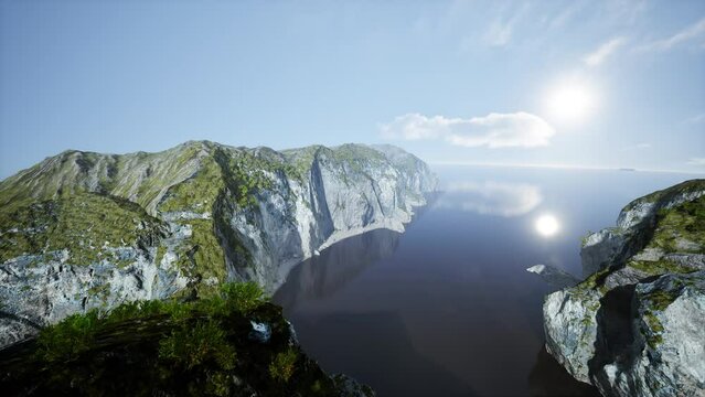 aerial view on white stones on ocean bottom and chalk cliffs