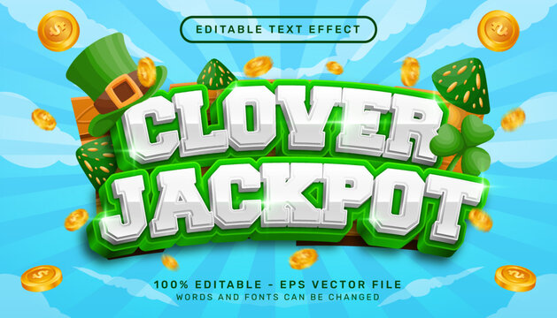 clover jackpot 3d text effect and editable text effect whit st patrick's day element