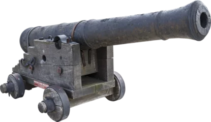 Rolgordijnen Isolated PNG cutout of an old naval cannon  on a transparent background, ideal for photobashing, matte-painting, concept art  © NomadPhotoReference