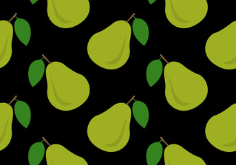 Pear seamless pattern or texture. Summer fruit background or print. Vector illustration.