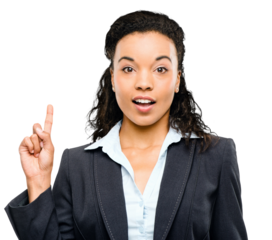 PNG of a confident young businesswoman gesturing isolated on a PNG background