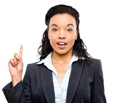 PNG of a confident young businesswoman gesturing isolated on a PNG background