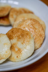A plate of golden and delicious hand-made cuttlefish cake