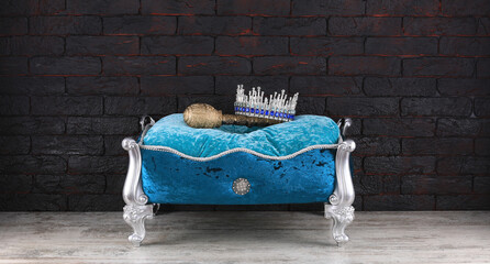crown on a blue pillow