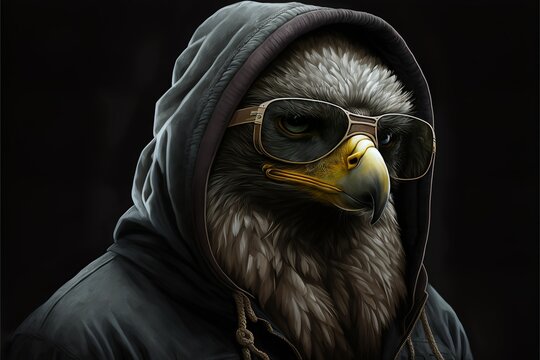 Cool animals in hoodies and sunglasses seahawk