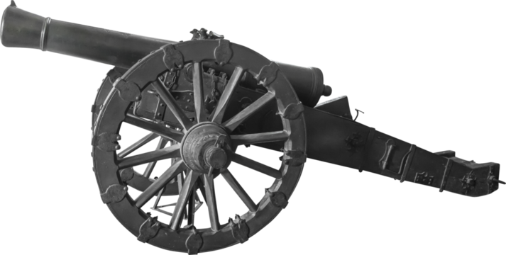 Isolated PNG cutout of an old artillery cannon  on a transparent background, ideal for photobashing, matte-painting, concept art
