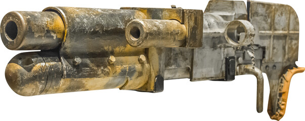 Isolated PNG cutout of an artillery cannon from Word War II  on a transparent background, ideal for photobashing, matte-painting, concept art
