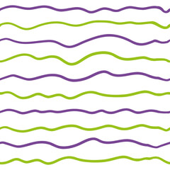 Wave line seamless pattern. Vector illustration isolated on white background. green and purple.