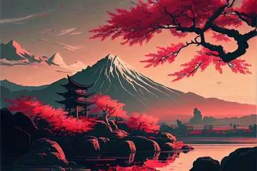 Meubelstickers Beautiful Japanese landscape © Kanachi Graphics
