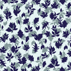 Blue leaf pattern design vector background