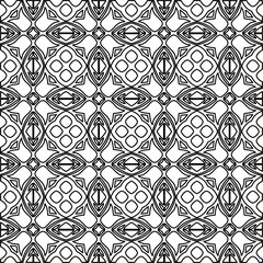 Stylish texture with figures from lines.
Abstract geometric black and white pattern for web page, textures, card, poster, fabric, textile. Monochrome graphic repeating design. 