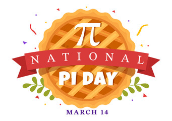 World Pi Day Illustration with Mathematical Constants, Greek Letters or Baked Sweet Pie for Landing Page in Hand Drawn Cartoon Symbol Templates