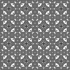 Stylish texture with figures from lines.
Abstract geometric black and white pattern for web page, textures, card, poster, fabric, textile. Monochrome graphic repeating design. 